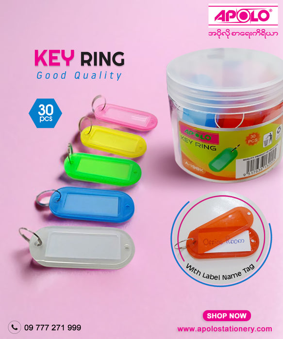Key Ring A198K Apolo Assorted 30Nos