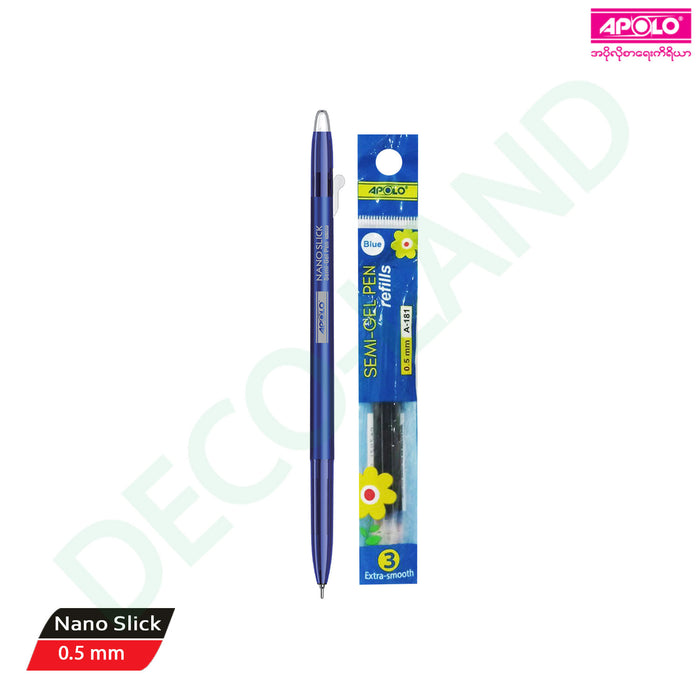 Semi Gel Pen (inculding Refill )0.5mm (Blue/Black/Red)