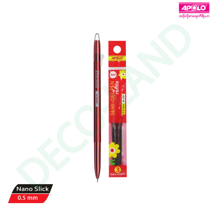 Semi Gel Pen (inculding Refill )0.5mm (Blue/Black/Red)
