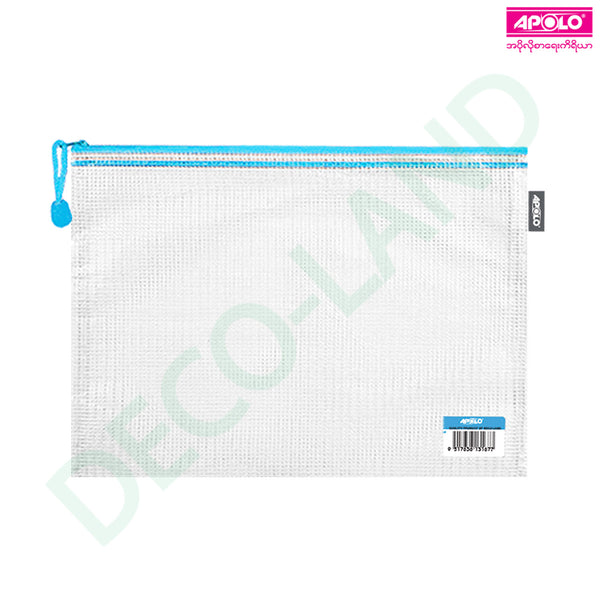 APOLO Plastic Zip File A4 / Legal /A5  ( Zipper Pouch)
